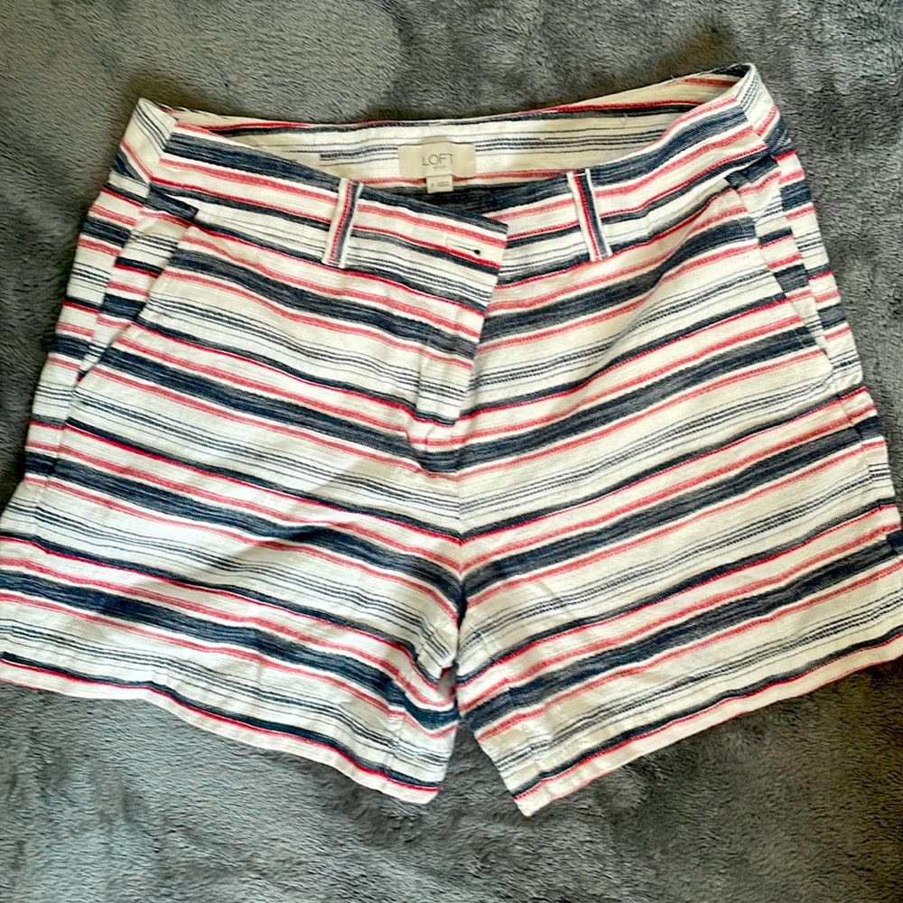 Red, white and blue stripped shorts size 8